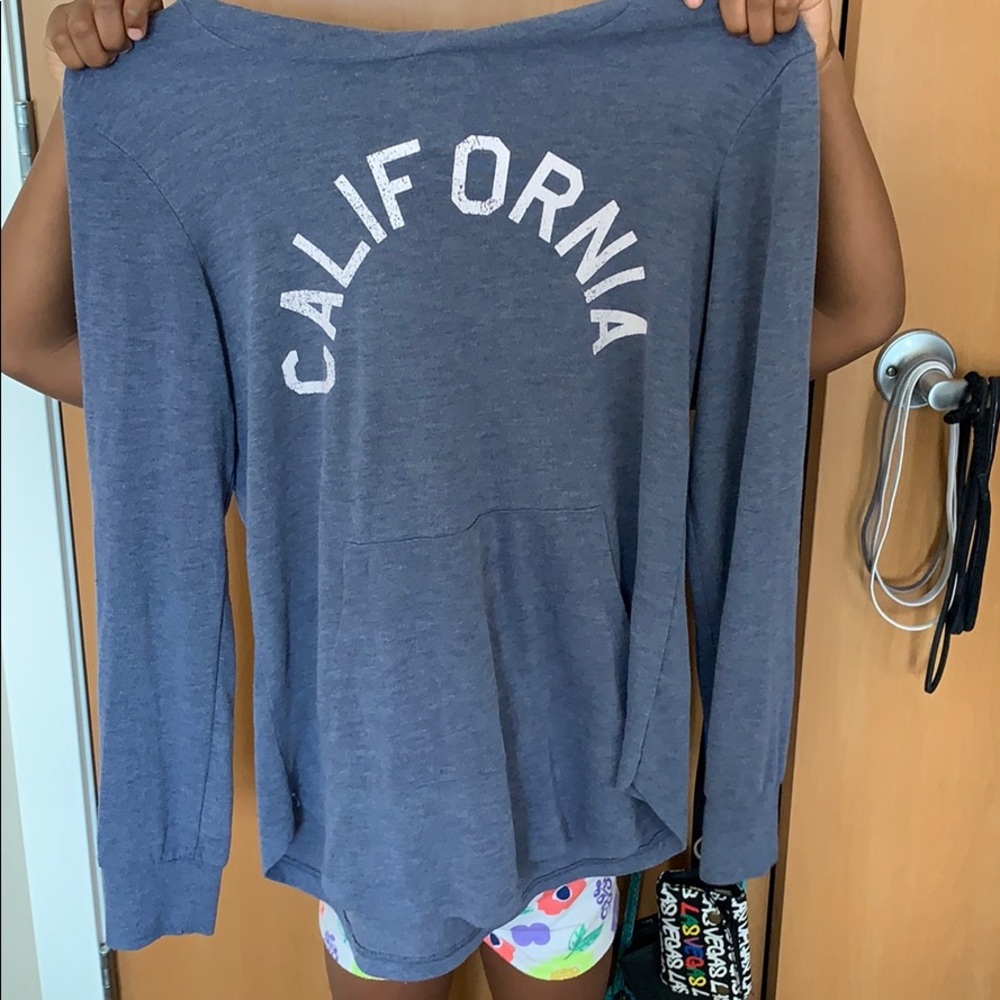 A dark blue sweatshirt.